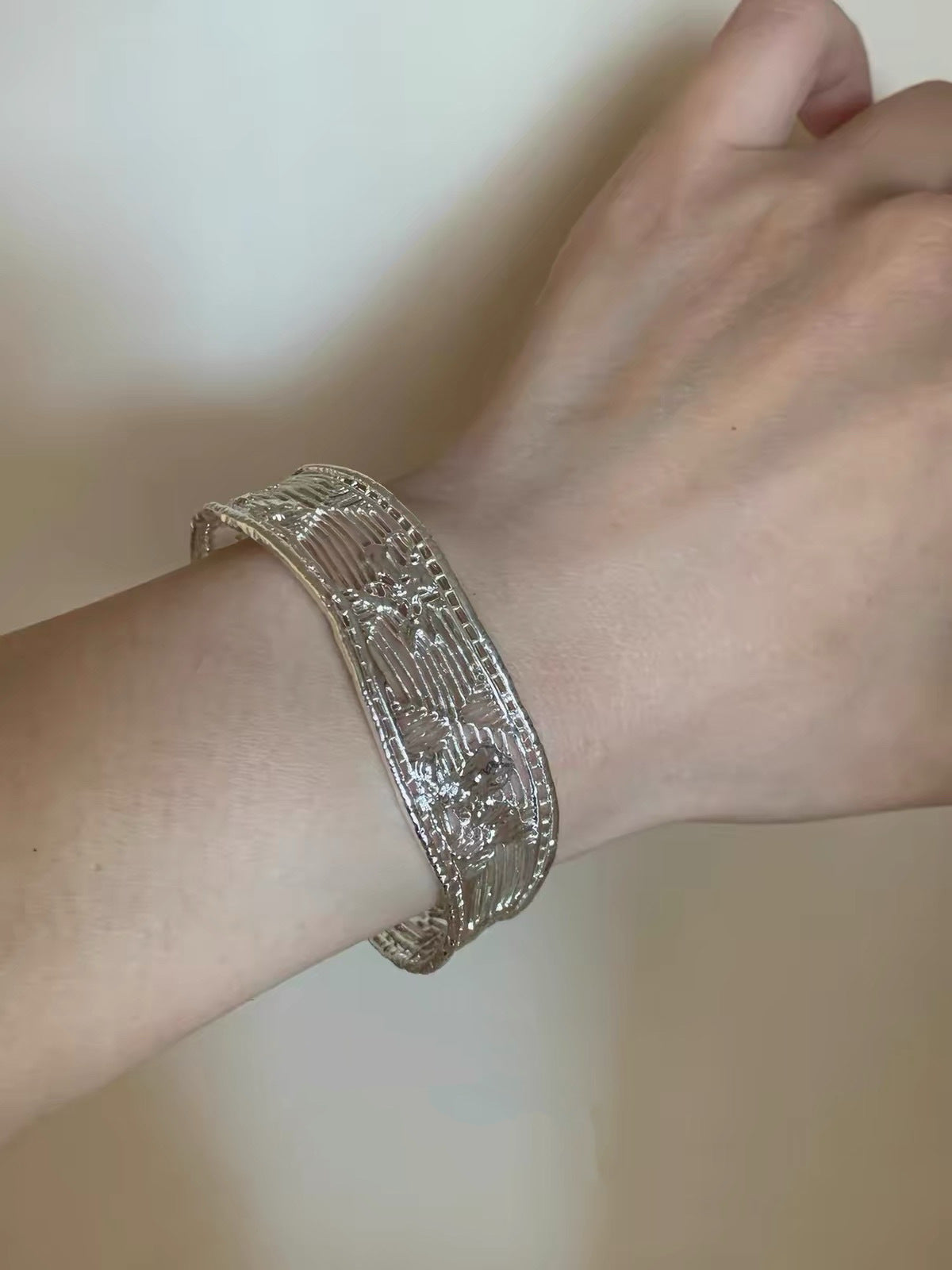 Trendy Vertical Brushed Wide Open Cuff Bracelet 6W6JBR571