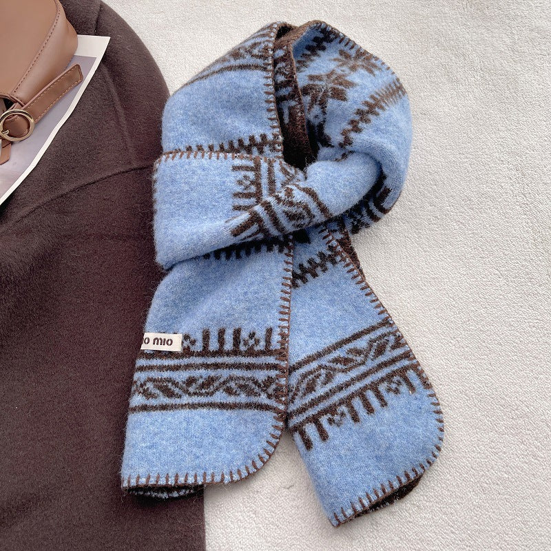 Vinatge Fair Isle Jacquard Warm Knit Scarf 6W6NSC77