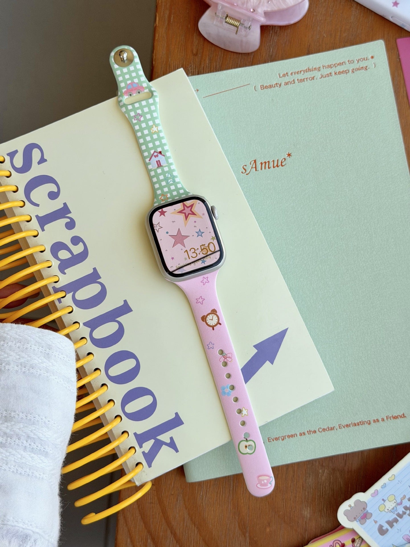 Cute Star Print Color Silicone Watch Band 6W6JWA146