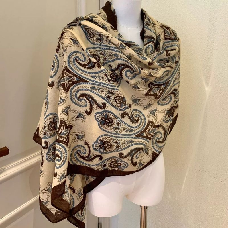 Bohemian Paisley Print Shawl Silk Scarf 6W6NSC208