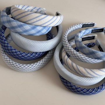 Blue Plaid Cute Wide Padded Headbands DP25B870