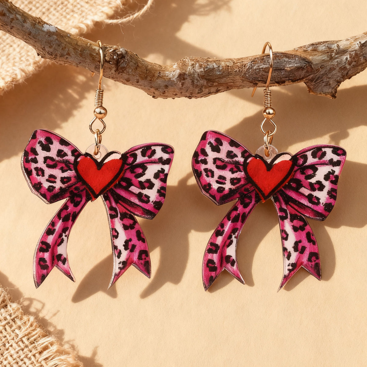 Leopard Bow Dangle Earrings - DippedShop Wholesale - #4195