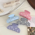 Cute Rhinestone Flower Plaid Acetate Hair Claw 6W6HCP1277