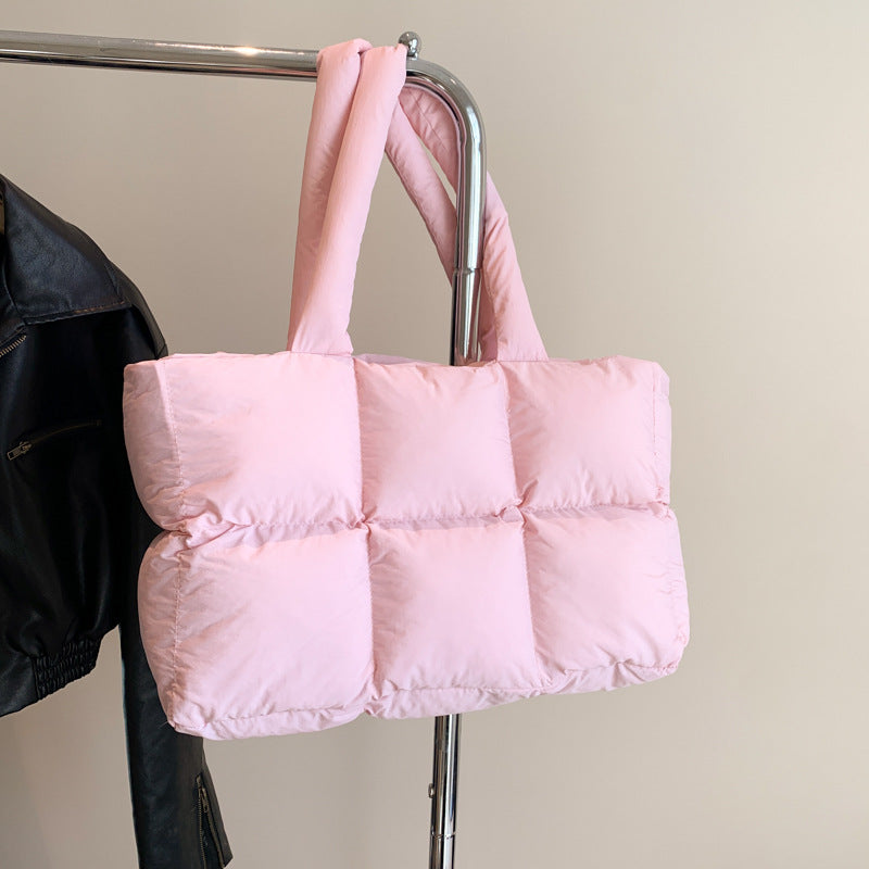 Simple Solid Color Soft Puffer Tote Bag 6W10BBG1801