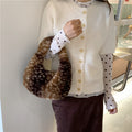 Cute Plush Deer Print Crescent Tote Bag 6W10BBG2368