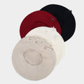 Vintage Rhinestone Floral Embroidery Knit Beret Hat 6W6HAT523