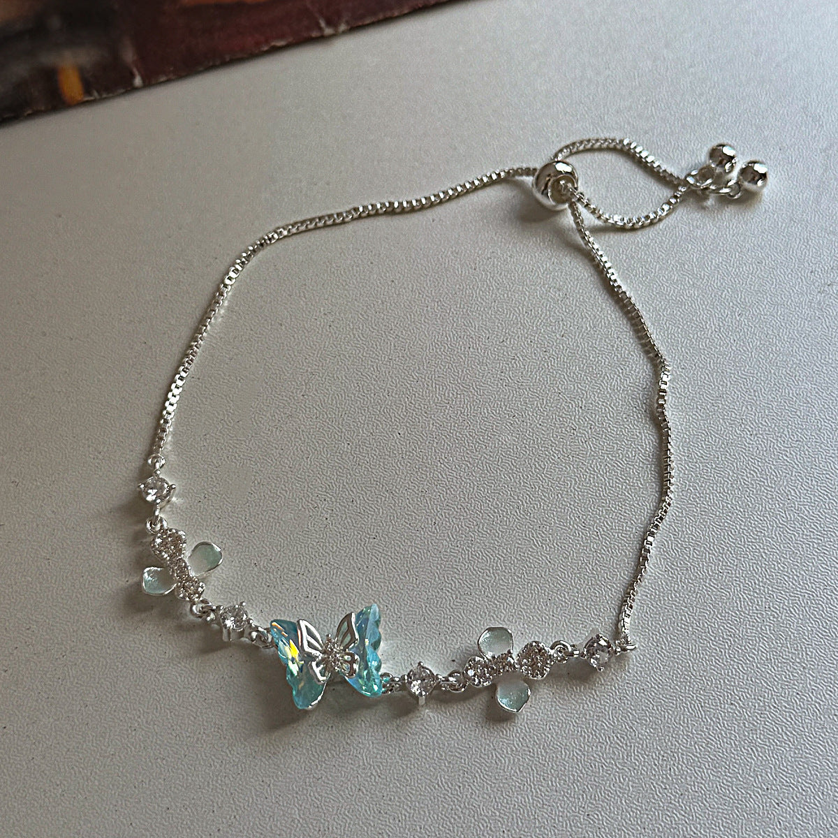 Vintage Butterfly Charm Cubic Zirconia Chain Bracelet 6W6JBR495