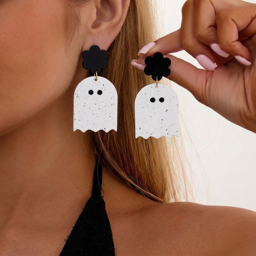 Cute Ghost Halloween Skeleton Dangle Earrings 6W6JER553