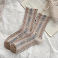 Floral Jacquard Cotton Socks - DippedShop Wholesale - #2147