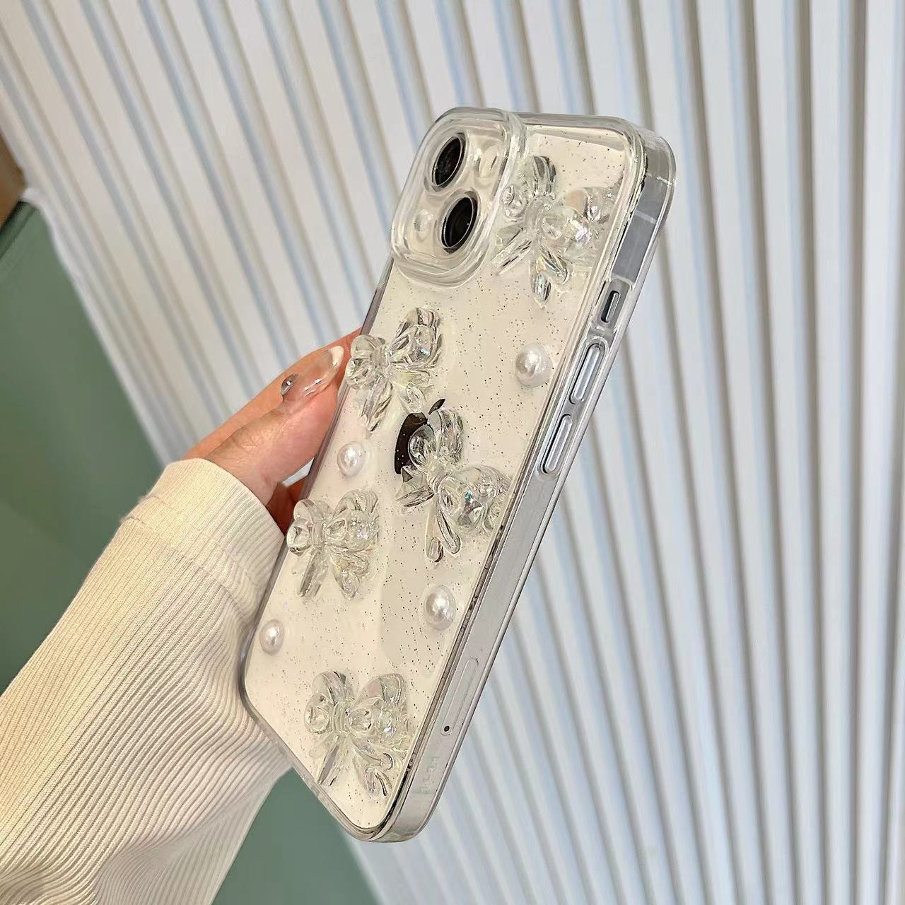 Glitter Bowknot Pearl Phone Case - DippedShop Wholesale - #0915