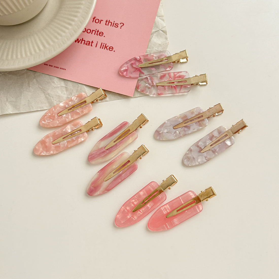 2+ 2Pcs Simple Sweet Pink Hair Clips DPJC2404