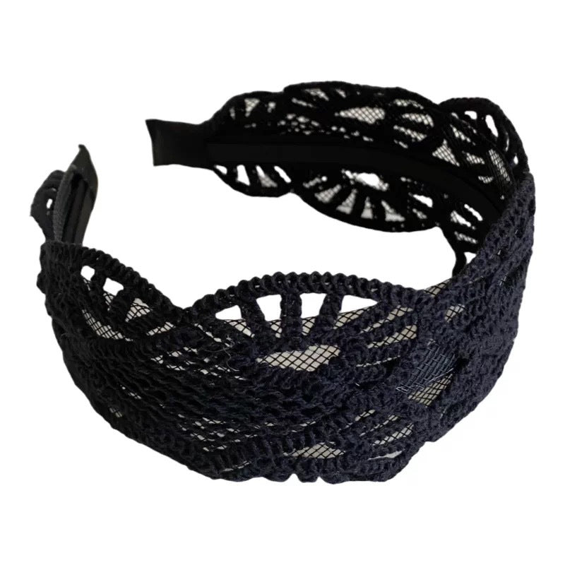 Boho Style Solid Color Woven Wide Headband 6W6HBD304
