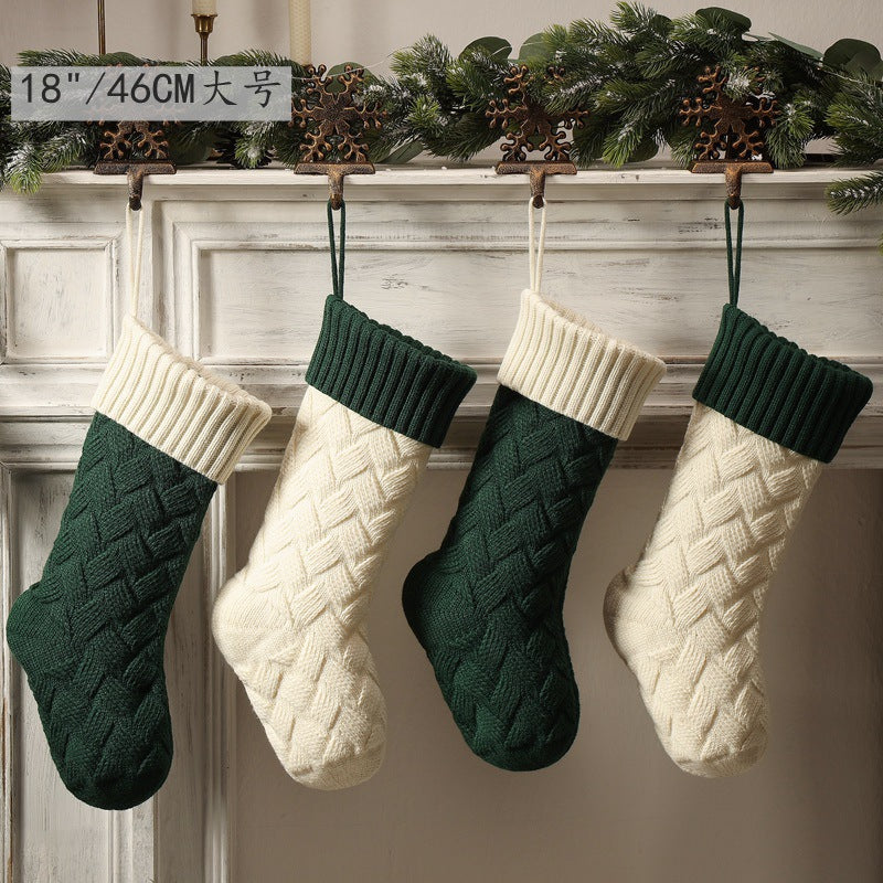 Knitted Christmas Stocking Gift Bag Decor Hanging DPDH1801