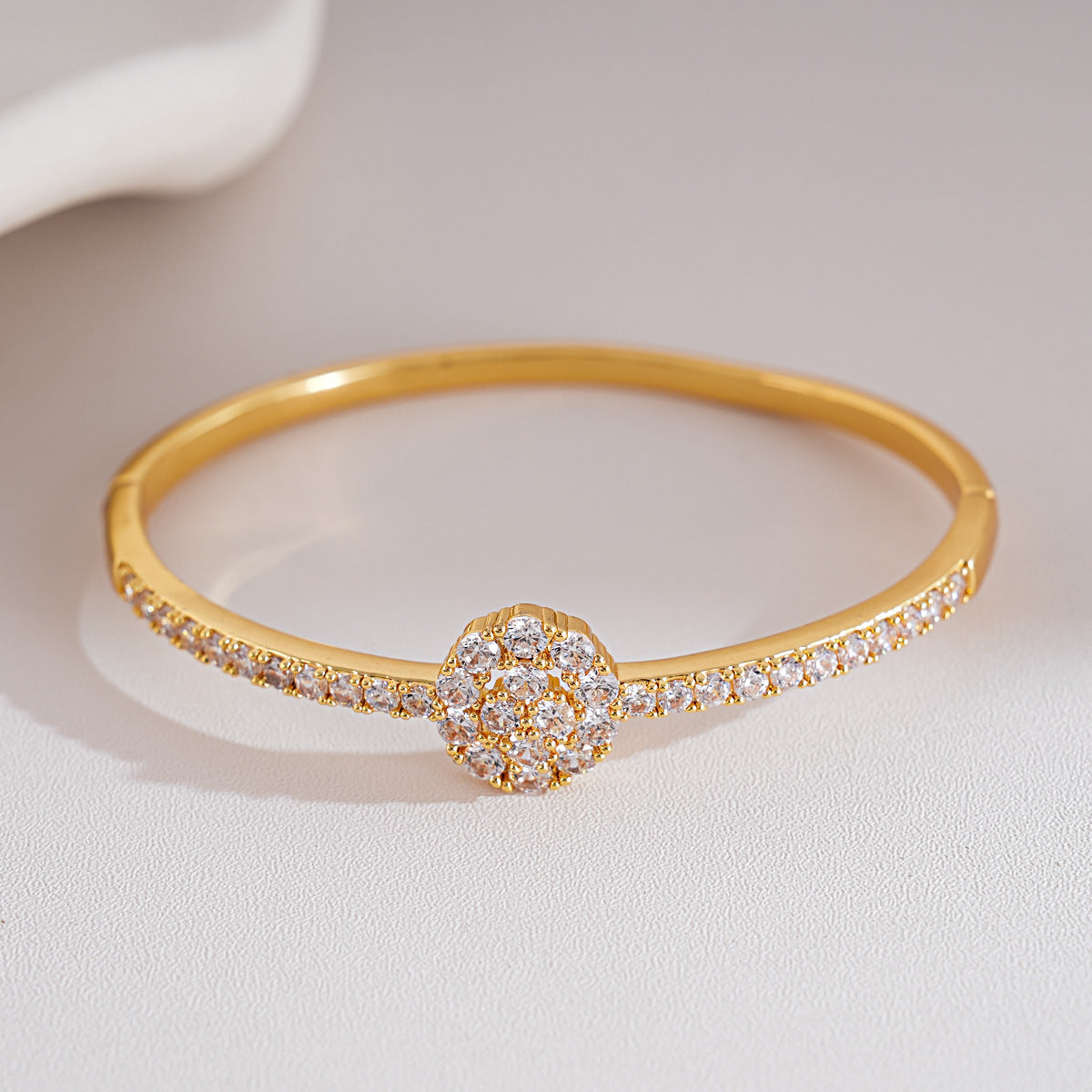 Trendy Cubic Zirconia Gold Plated Chain Bracelet 6W6JBR568