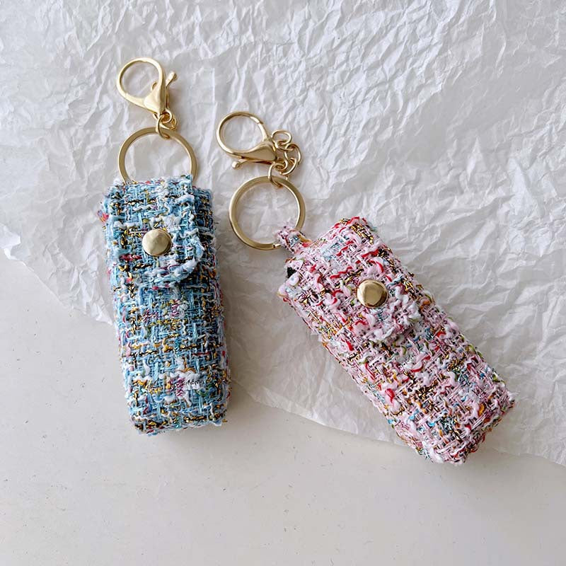 Tweed Lipstick Pouch Keychain - DippedShop Wholesale - #6419