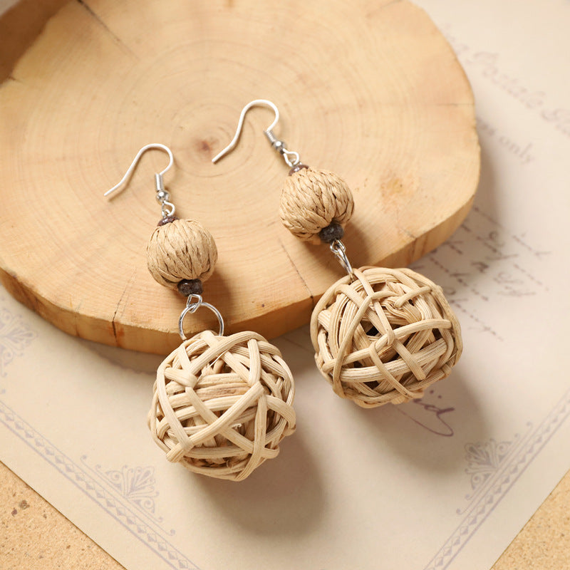 Boho Rattan Dangle Earrings - DippedShop Wholesale - #6211