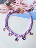 Hand Woven USA Flag Umbrella Pendant Choker Necklace 8ZA6JNC287T