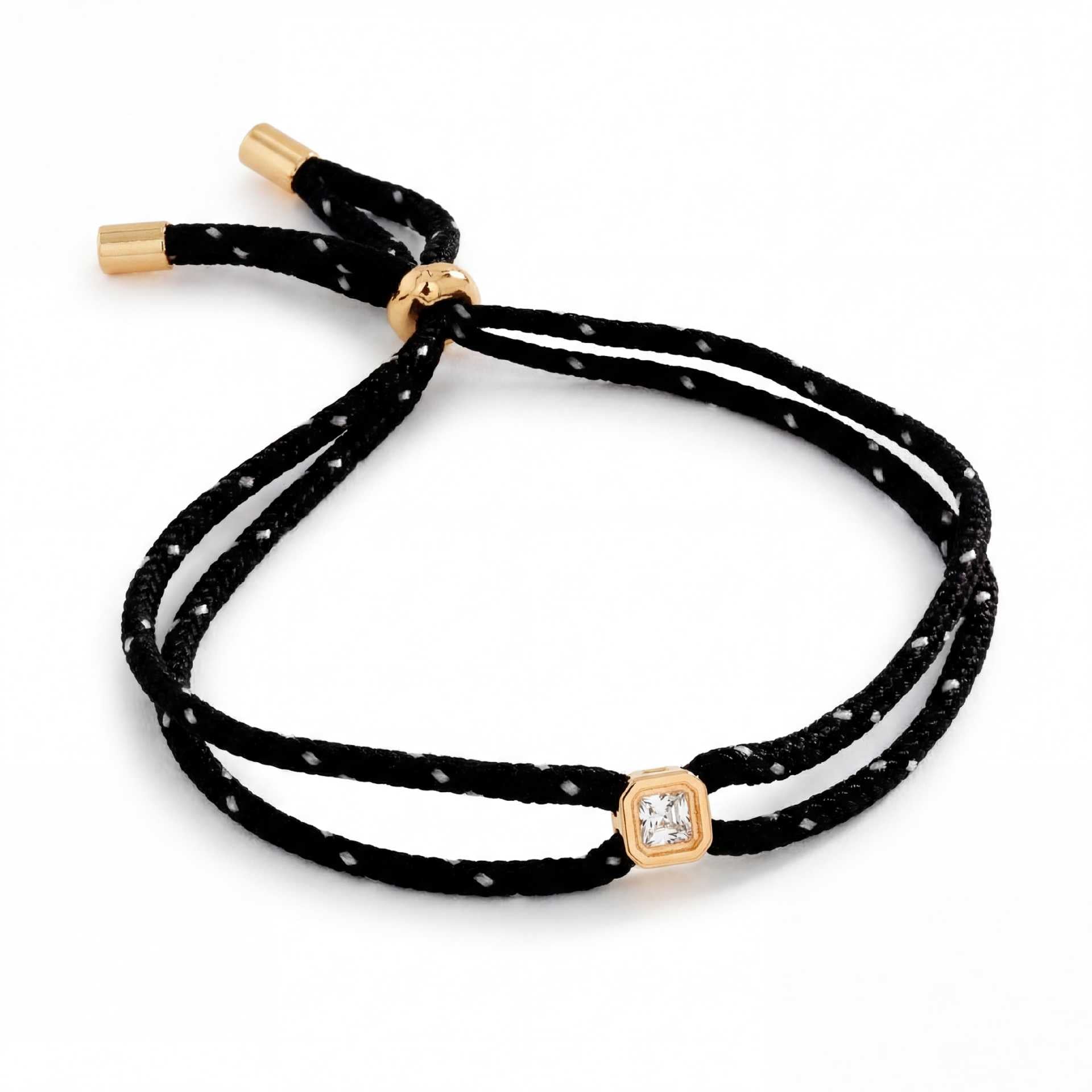 Trendy Square Rhinestone Adjustable Rope Bracelet 6W6JBR531