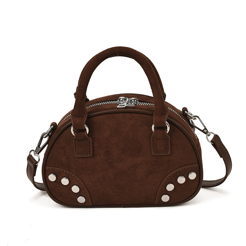 Retro Studded Faux Suede Bowling Bag 6W10BBG2429