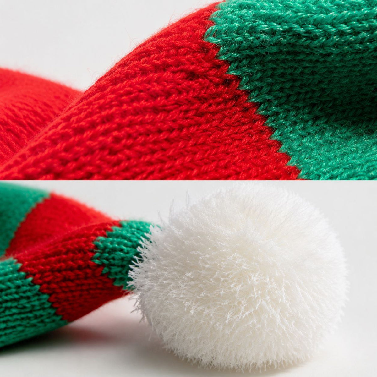 Christmas Color Block Striped Knit Beanie with Pompom 6W6HAT827
