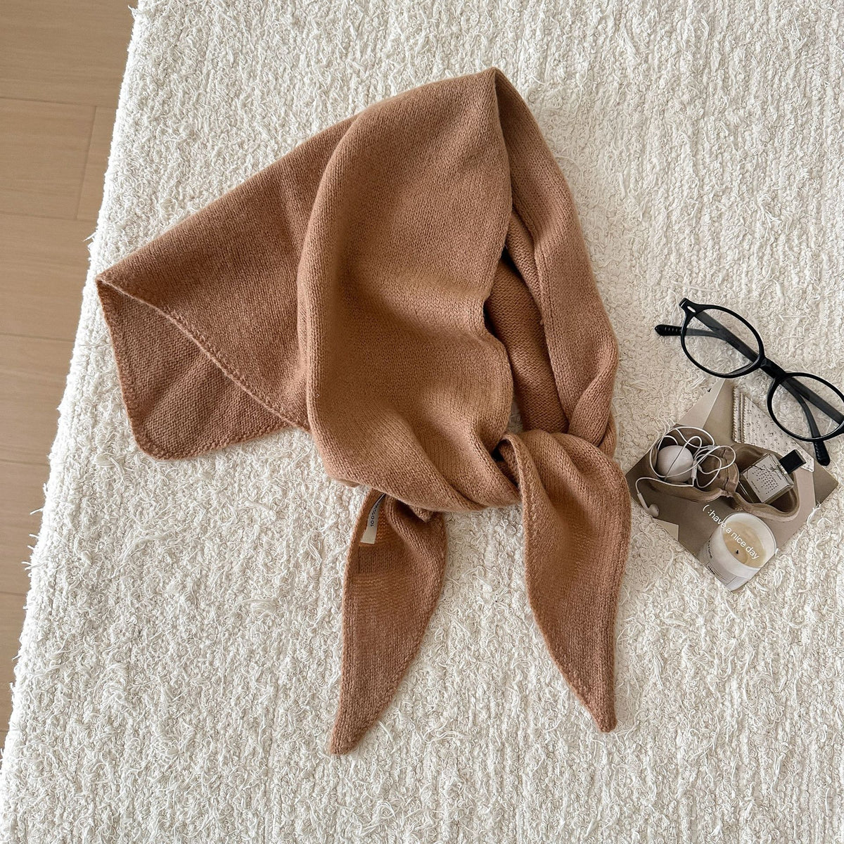 Trendy Solid Color Knit Headscraf Triangle Scarf 6W6NSC91