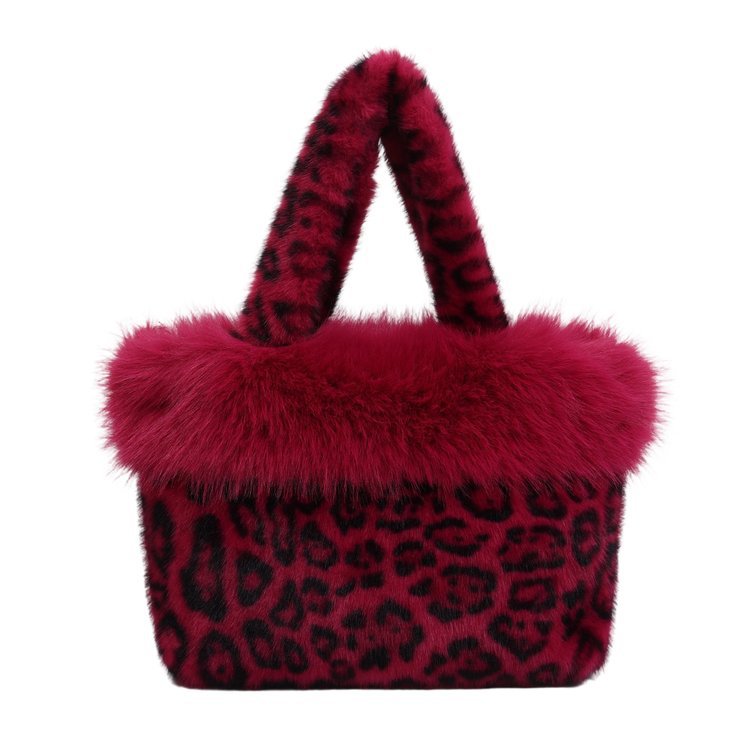 Leopard Print Faux Fur Tote Bag 6W10BBG1881