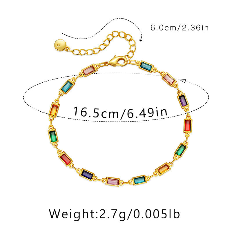 Elegant Gold Multi-Color Chain Bracelet - DippedShop Wholesale - #9171