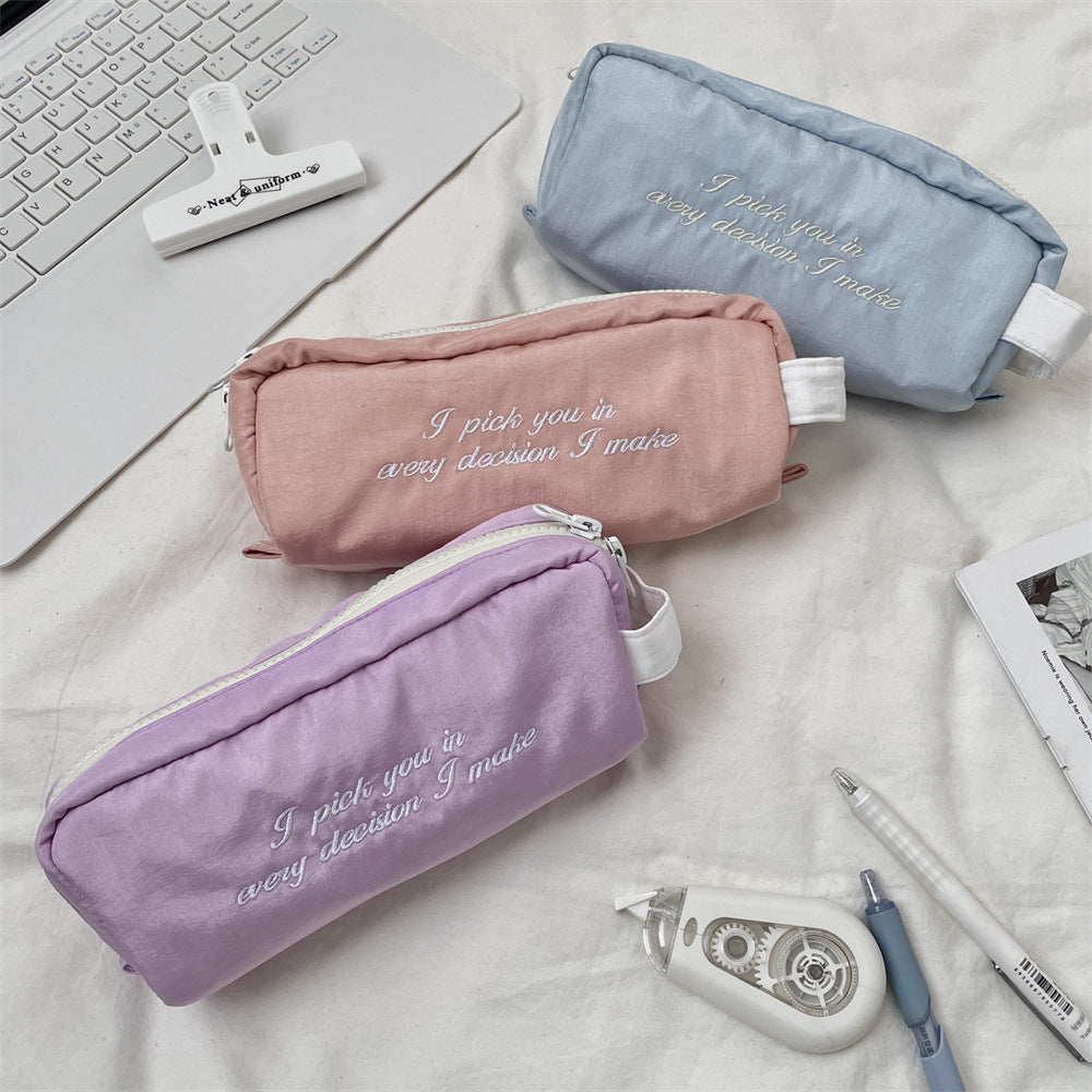 Bow Embroidered Large Capacity Pencil Pouch DP25E950
