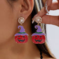 Halloween Rhinestone Pumkin Bat Pendant Dangle Earrings 6W6JER552