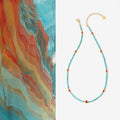 Retro Turquoise Beaded Chain Necklace - DippedShop Wholesale - #4435
