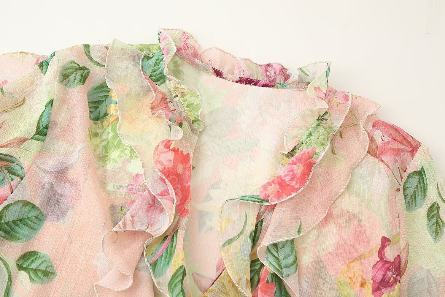 Floral Tiered Chiffon Blouse - DippedShop Wholesale - #3491