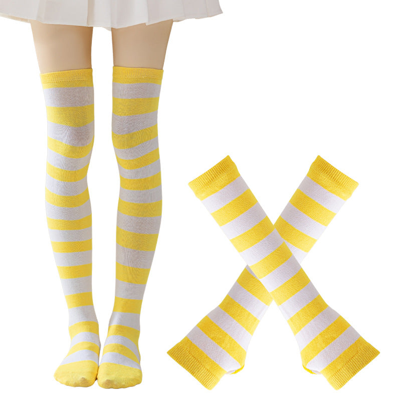 Cosplay Striped Thigh High Socks Arm Warmer Set 6W8FSO912