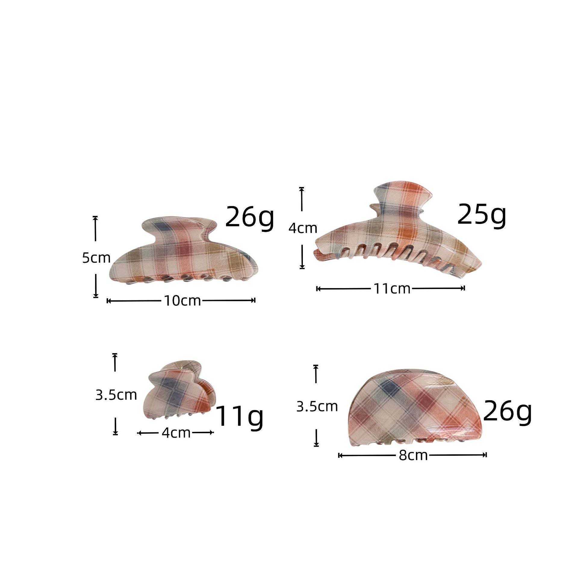 Plaid Acrylic Hair Claw - DippedShop Wholesale - #5251