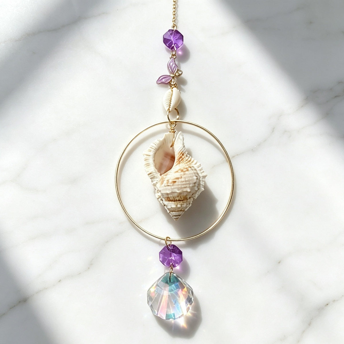 Crystal Prism Seashell Sun Catcher Wind Chime 6H7HLS209