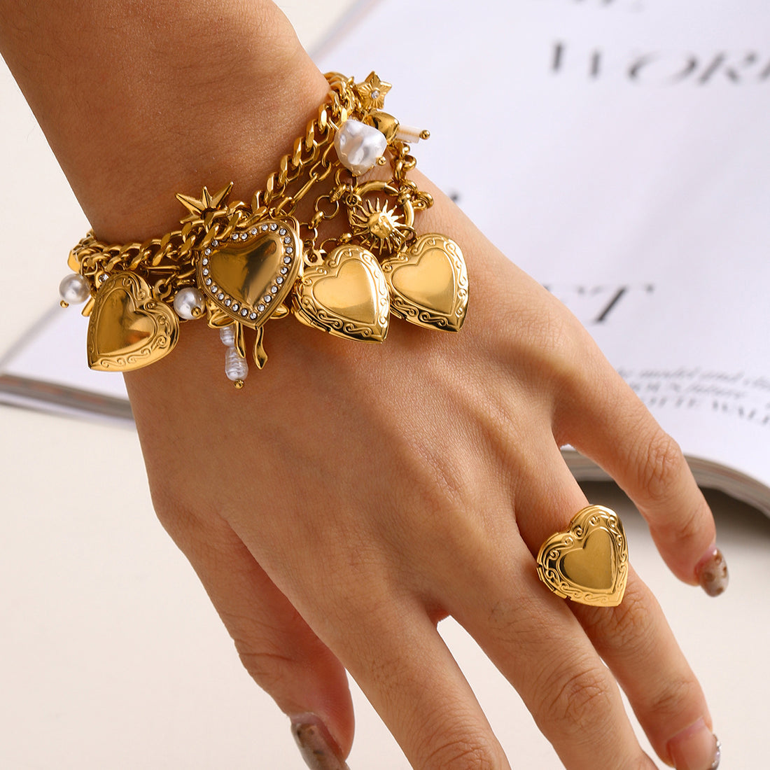 Minimalist Heart Pendants Tassel Chain Bracelet  DP25F813