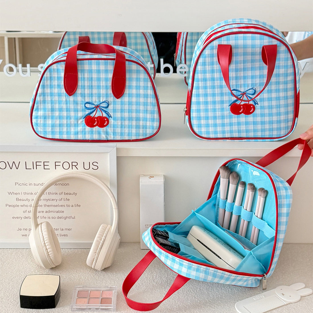 Cherry Embroidery Cosmetic Bag - DippedShop Wholesale - #8051