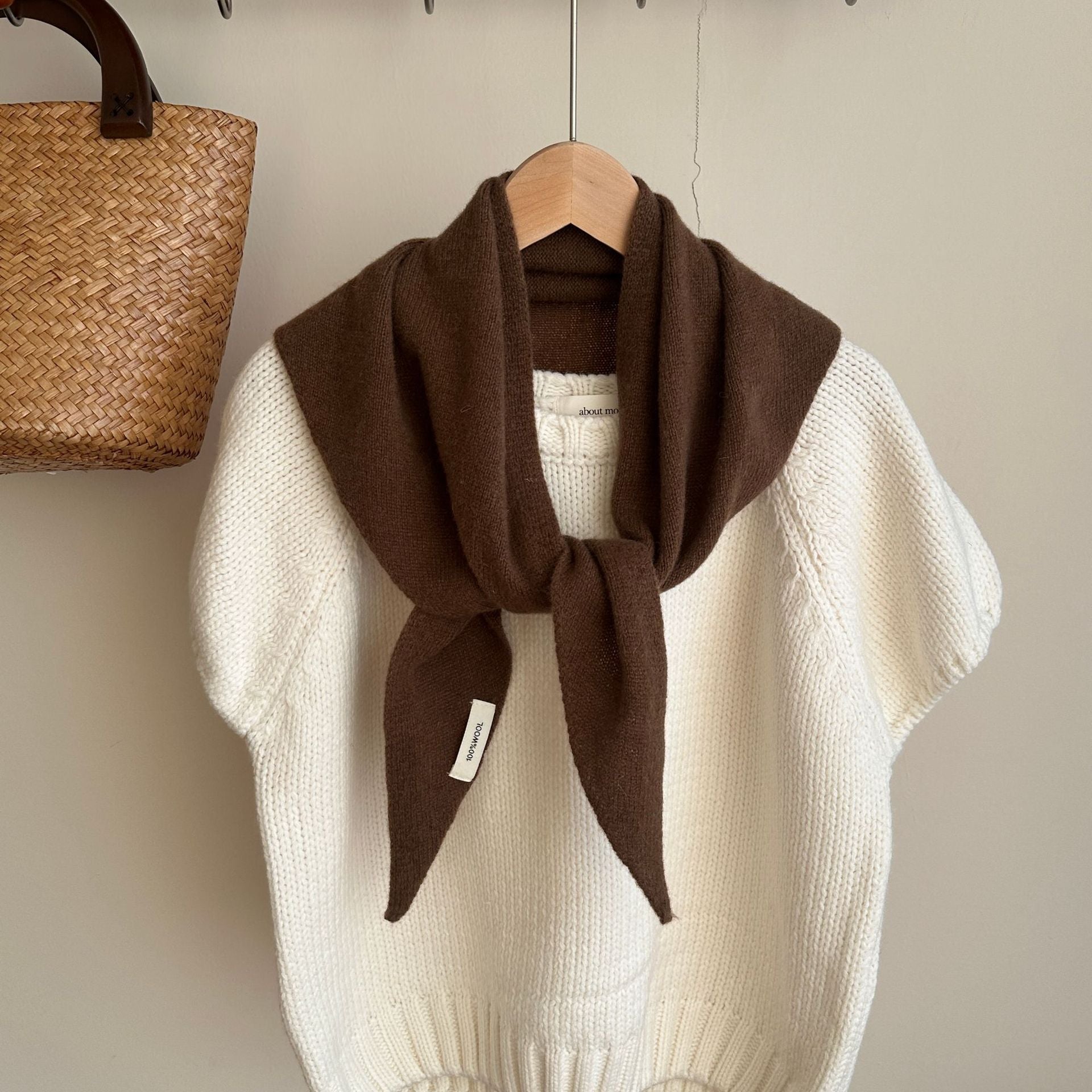 Simple Wool-Blend Solid Color Triangle Knit Scarf 6W6NSC85
