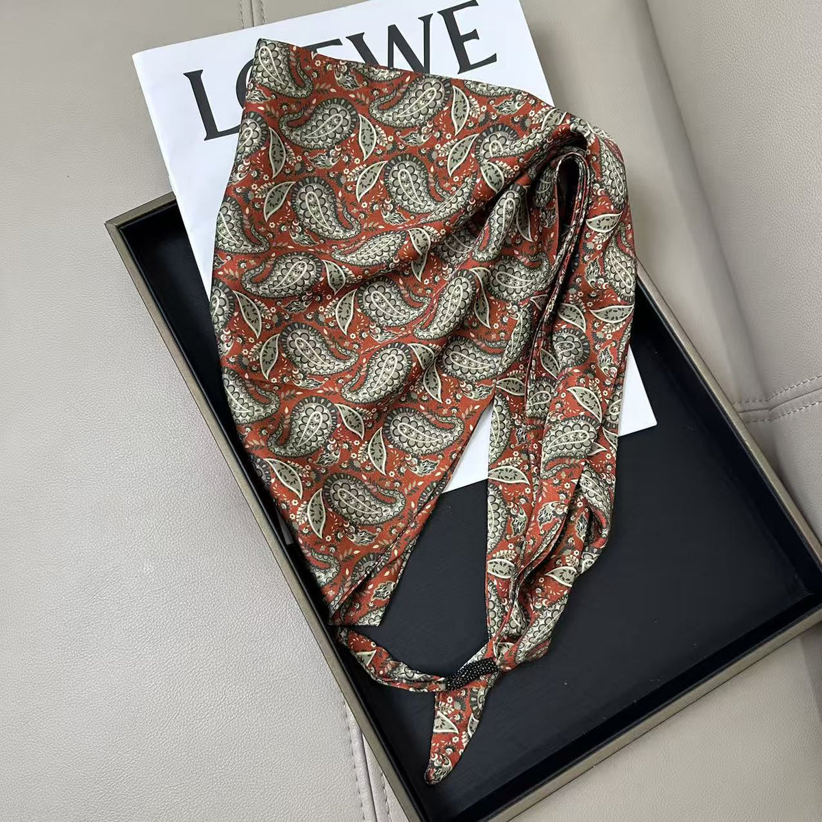 Cashew Print Silk Scarf - DippedShop Wholesale - #0355