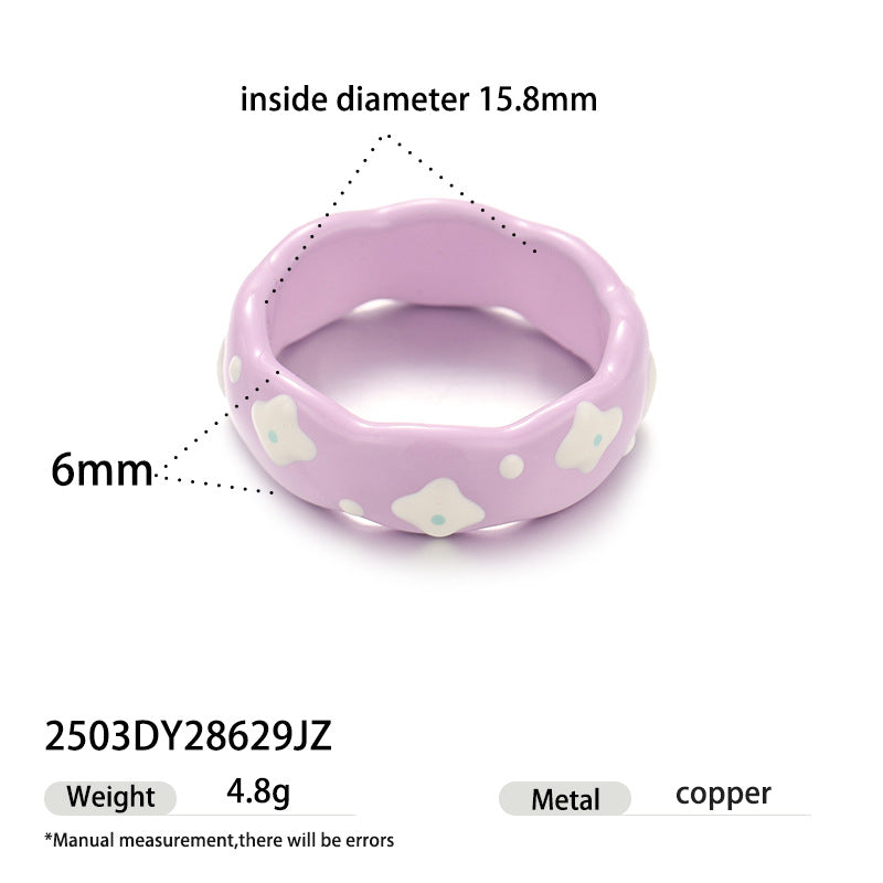 Cute Polka Dots Bowknot Enamel Ring 6W6JRG251