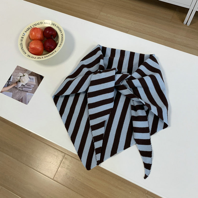 Stylish Color Block Striped Triangle Scarf 6W6NSW270