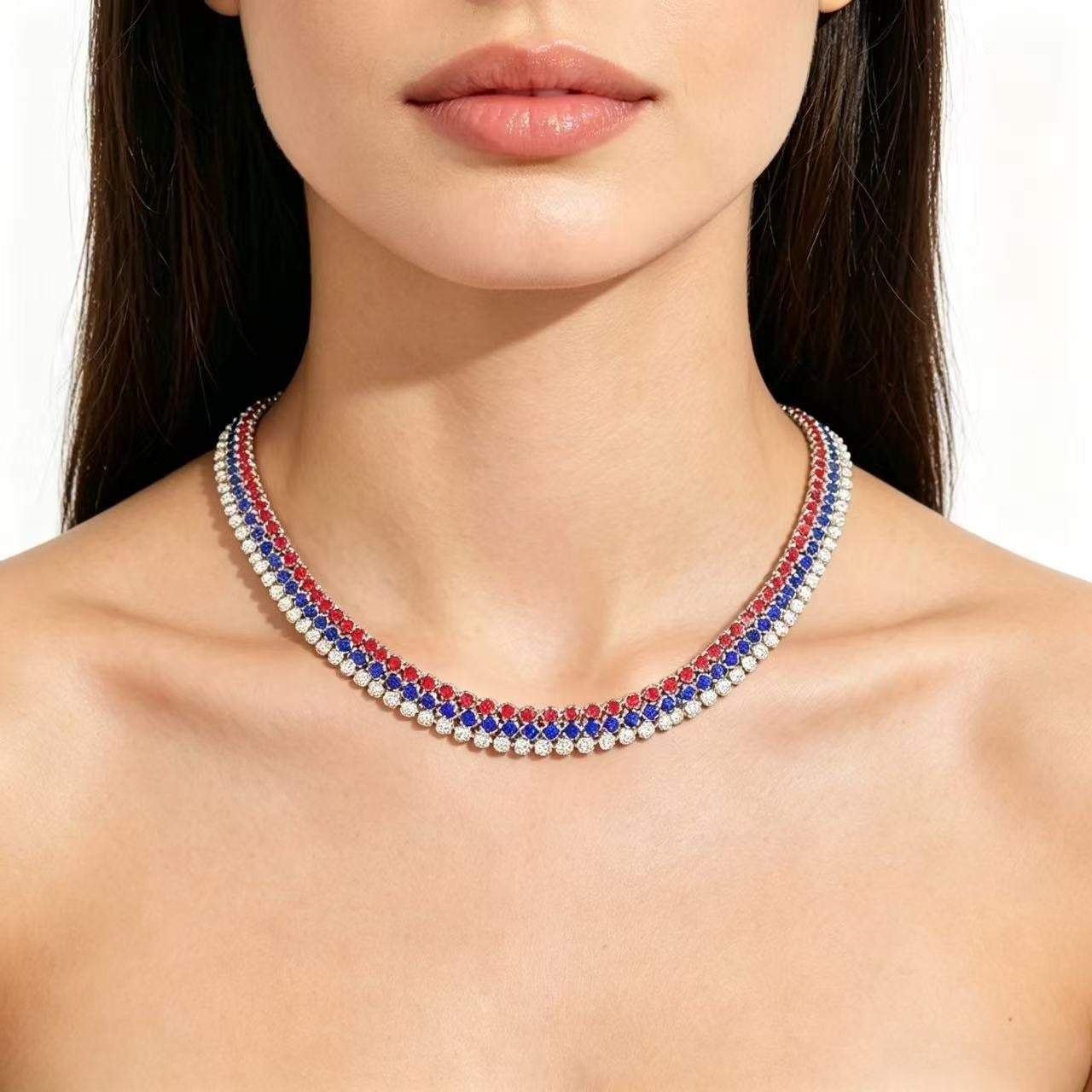 Elegant Gold Plated Sparkling Rhineatones Choker Necklace 8ZA6JNC281T