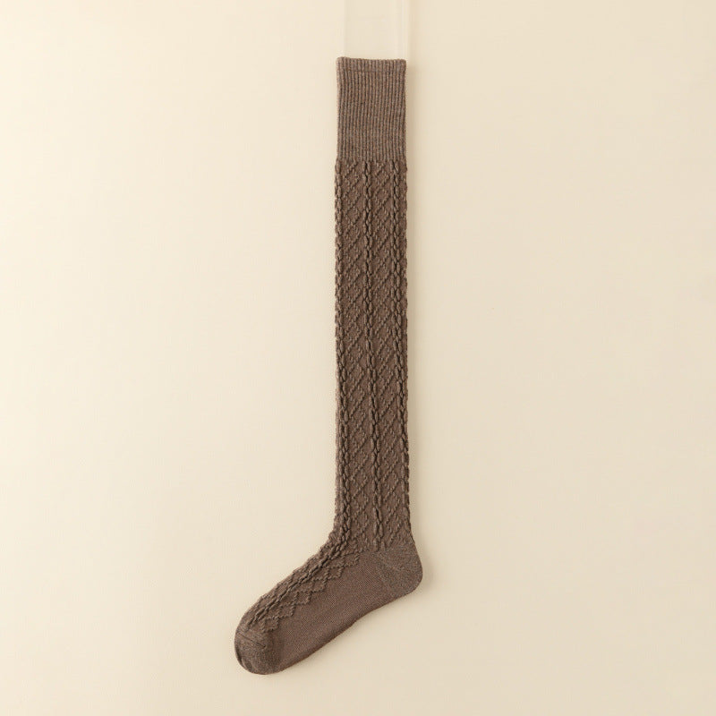 Cable Solid Color Knit Over Knee High Socks 6W8FSO892