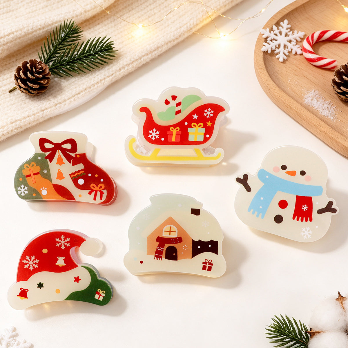 Cute Cartoon Print Snowman Christmas Hair Claw 6W6HCP1616