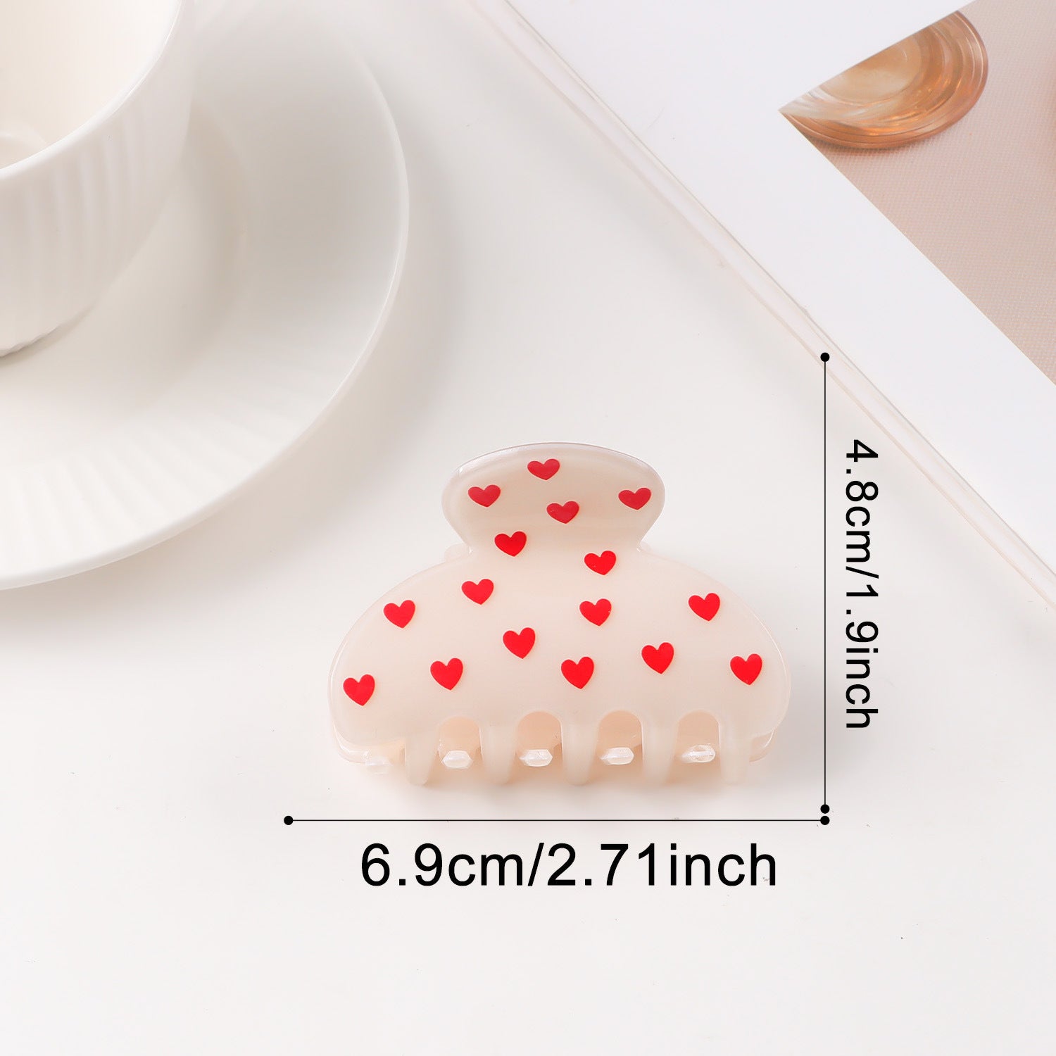 Heart Print Hair Clip - DippedShop Wholesale - #2483