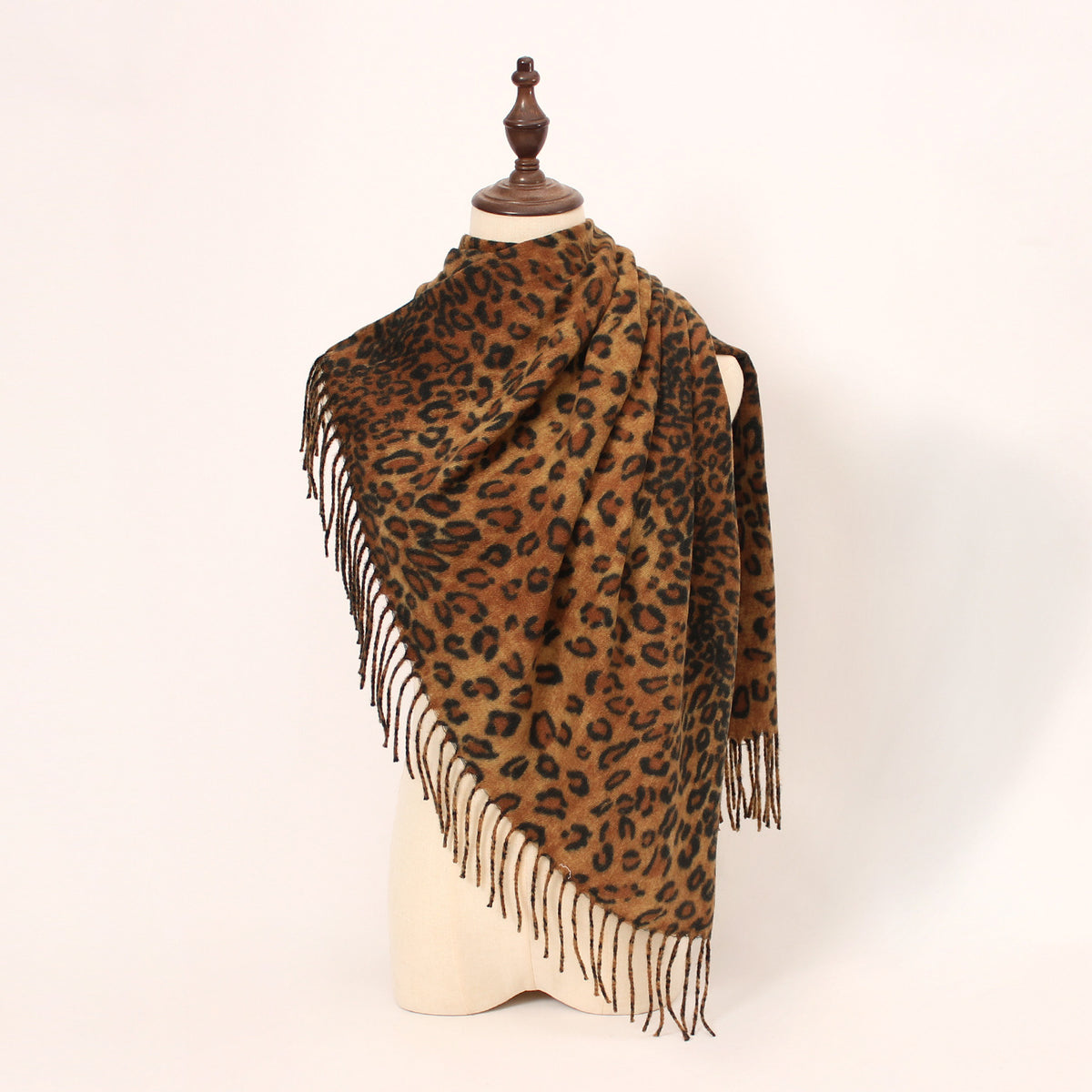 Vintage Leopard Print Fringe Scarf - DippedShop Wholesale - #2979