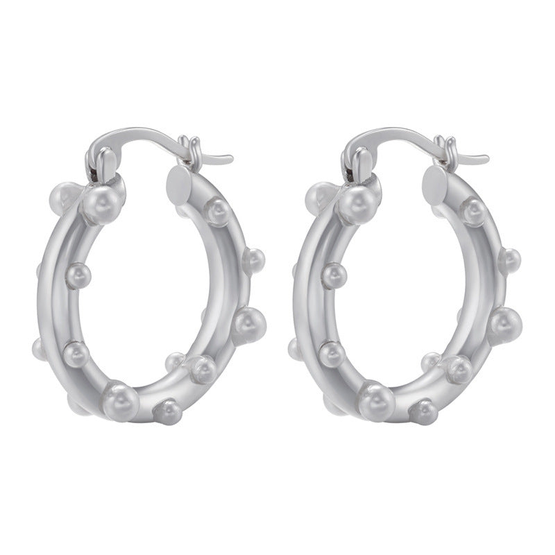 Rhinestone Pearl Hoop Earrings - DippedShop Wholesale - #9827