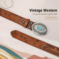 Vintage Western Turquoise Oval Buckle Belt 6W6JBT224