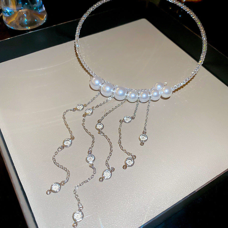 Stylish Irregular Cross Pearl Necklace 6W6JNC976