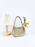 Stylish Solid Color Hand Woven Glitter Sequin Handbag 8CW6BBG514T