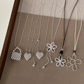Simple Flower Heart Pendant Chain Necklace 6W6JNC439